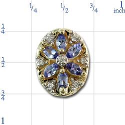 B2168 14K SLIDE WITH MARQUISE TANZANITE & DIAMOND IN FLOWER DESIG 